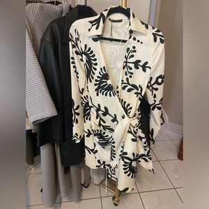 Zara satin effect print dress